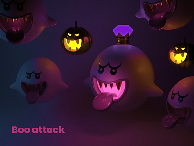 Spooky Boo Night: colors of Horror 1 arnoldrender boo c4d character design colorsofhorror dribbble dribbble best shot dribbbleweeklywarmup halloween horror maxon nintendo nintendocharacters spooky spookyshot super mario