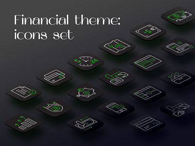 Financial Icons Set banking banking app banking dashboard business finance iconography icons icons design icons pack icons set