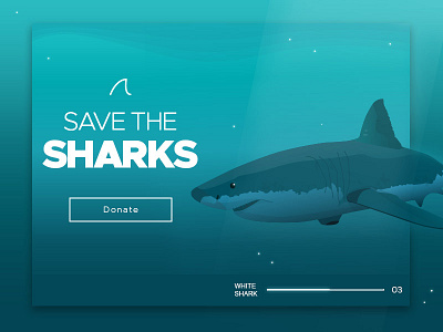 Save the Sharks landing design sea shark ui web
