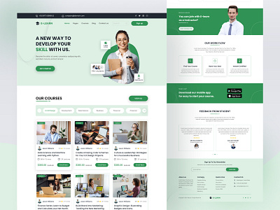 E-Learning Website Landing Page Design app creative e learning icon illustration image landing page logo online learning restaurent ui ux website home page