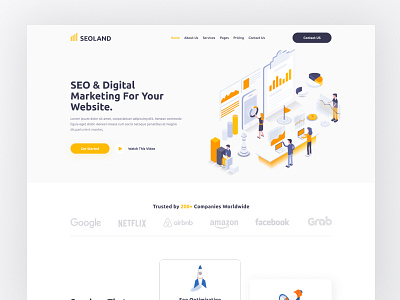 Digital Agency's Landing Page Design app branding design digital marketing icon illustration restaurent seo agency ui ux vector