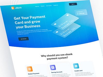 Banking payment system Landing Page design