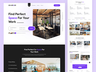 CO-SPACE- A Co-working Space Landing page Design agency agency space app architecture co space design hiring space home page icon illustration interior design landing page logo productive ui ux vector website