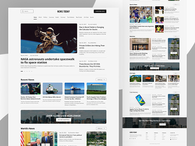 NEWS TODAY- A Newspaper Website app blog site blog website daily news design hero area home page icon landing page newspaper section today news ui ux vector werbsite
