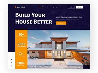 Real Estate Landing Page Hero Area bold estate building city creative shot design hero area] hero shot landing page logo real estate ui ux