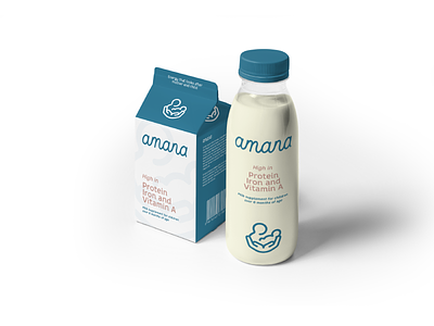 Packaging for Amana baby blue branding design icon logo milk