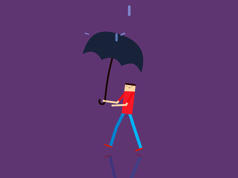 Rainy Walk Cycle animation cycle design flat gif motion rain umbrella walk