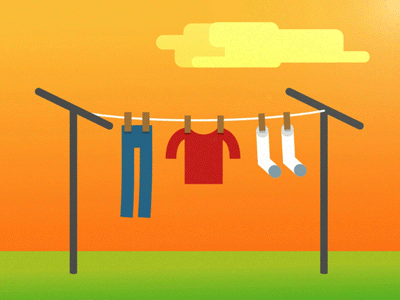 Laundry Day animation clothes dry hanging laundry mograph summer