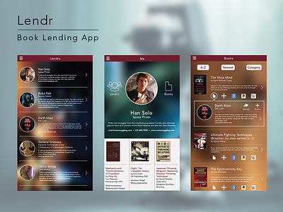 Lendr - book lending app concept app application interface mobile star wars ui user interface ux