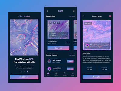 NFT Auction Mobile App ( Dark Version 1 )