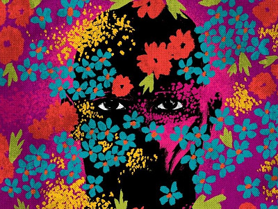 Chameleon album cover brushwork floral illustration pattern record design textile design