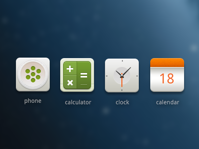 Clock、phone、calculator、calendar