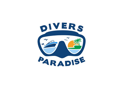DIVERS PARADISE brand branding design divers flat illustration logo logodesign sports logo typography vector