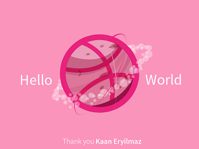 Thanks Dribbble ball bubble dribble hello invitation pink planet thank world