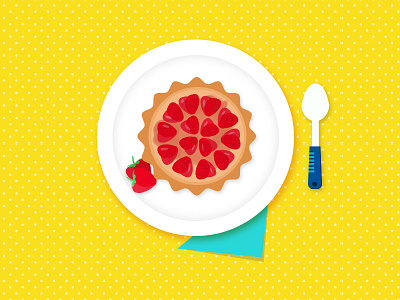 Strawberry dessert cute design dessert flat minimal red strawberry vector yellow