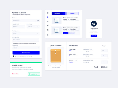 Virtual Notary Elements cards dashboard design designer platform table ux web