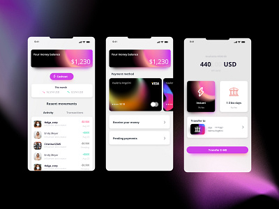 Payment by card & cash-out appdesign blur design experimental gradient payment ui user userinterface ux uxdesign webdesign