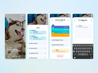 Vet app design animal app appdesign cards clean data flat folder icon medical minimal pastel pets record tables ui ux vet veterinary