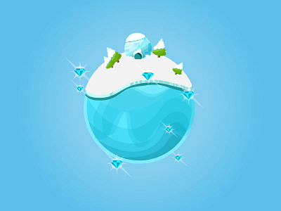 Ice Planet blue flat icon illustration illustrator minimal planet snow vector white