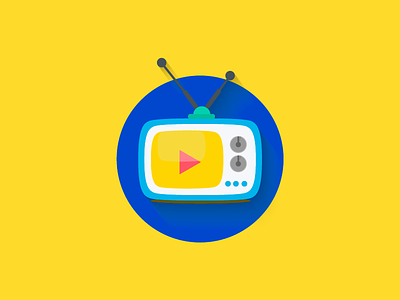 Icon tv brilliant color flat icon television tv vibre vintage yellow