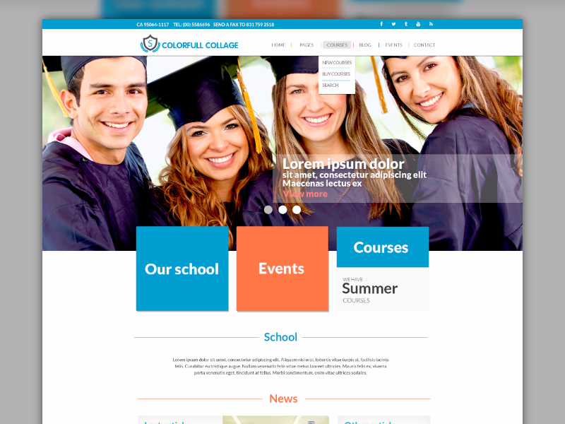 School home design home layout made with invision responsive school web