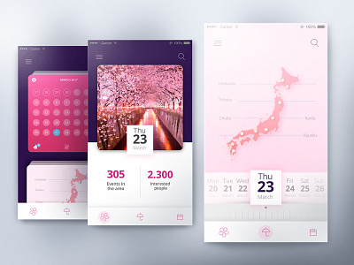 UI Challenge - Sakura Tracker app calendar cards clean daily event graph interface mobile screen ui ux