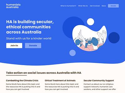 Landing Page Design for HA charity humanism landing page social enterprise ui