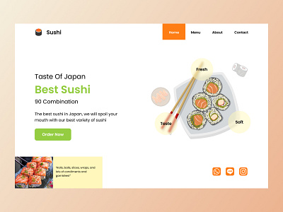 Sushi landing page adobe app branding clean design figma food graphic design japan jumbotron landing page logo minimalist mobile simple ui ux vector web website