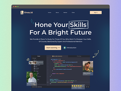 Sinau.id - Online Course Landing Page adobe xd branding clean coding course dark design elegant figma graphic design landing page logo online teacher ui uiux user interface ux ux design web