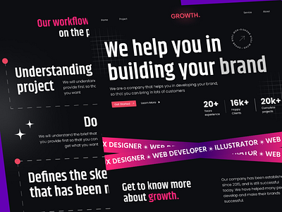 GROWTH. - Digital agency landing page adobexd behance branding clean dark design digital agency dribble elegant figma design graphic design landing page minimalist ui ux uxdesign web website