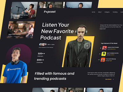 Popcast - podcast landingpage design