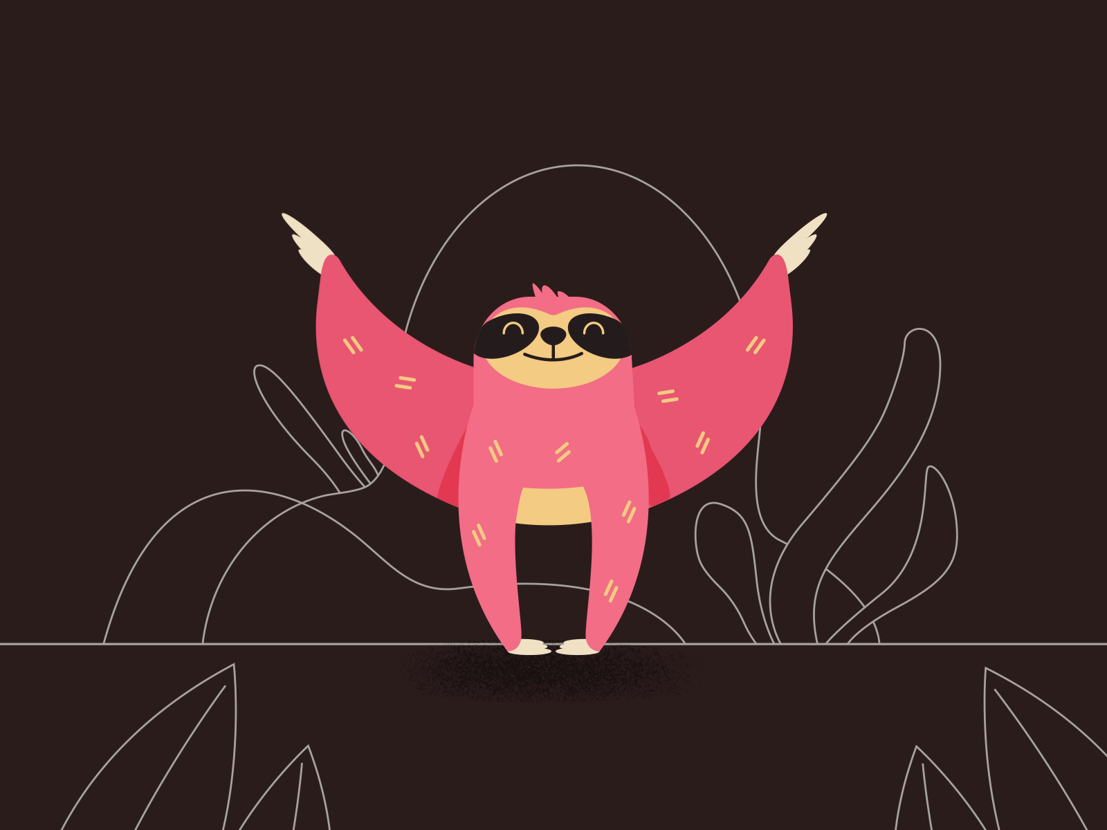 Yoga Sloth Yogi animation animento character animation character design happy illustration motion motion design motion graphics pink plant relax sloth wind yoga