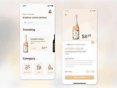 Bottle Shop App UI Design appdesign appdesigner dailyui design mobiledesign sketch ui uidesign userinterface ux uxdesign