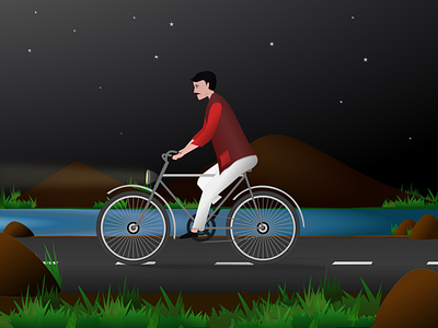 Cycler Night Illustration 2d adobe xd animation graphic design illustration