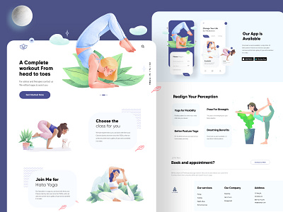 Yoga Landing page UX/UI branding design icon illustration illustrator logo minimal type typography ui ux vector