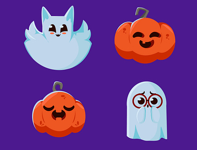 Halloween stickers! character design graphic design illustration sticker typography vector