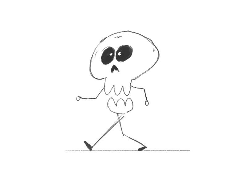 Skull Walk animation character design doodle drawing illustration motion graphics sketch skull walk cycle