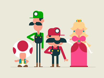 The Crew character design illustration luigi mario princess peach super mario toad vector video game