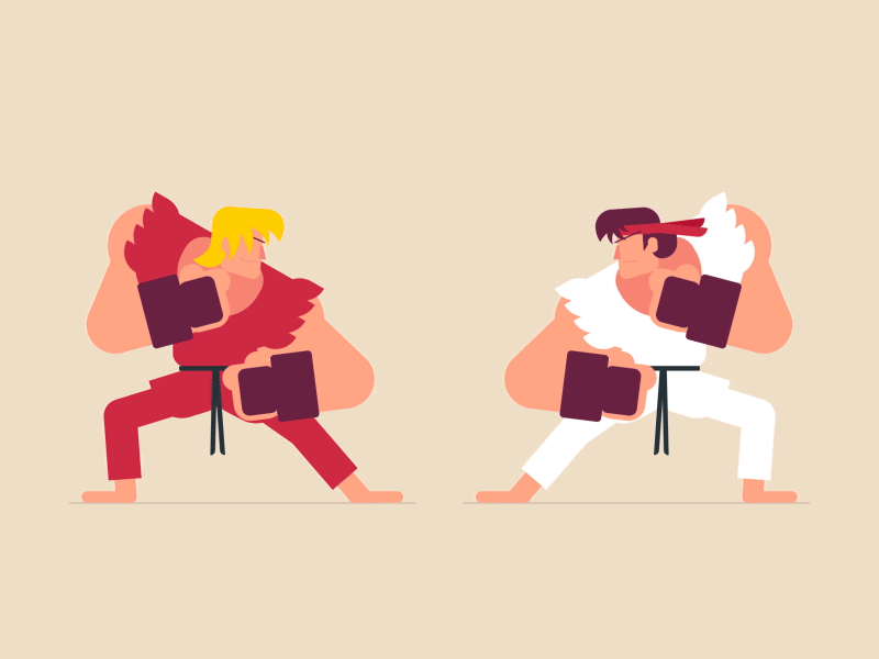 Classic Matchup animated gif animation character design gif illustration ken loop ryu street fighter vector video game