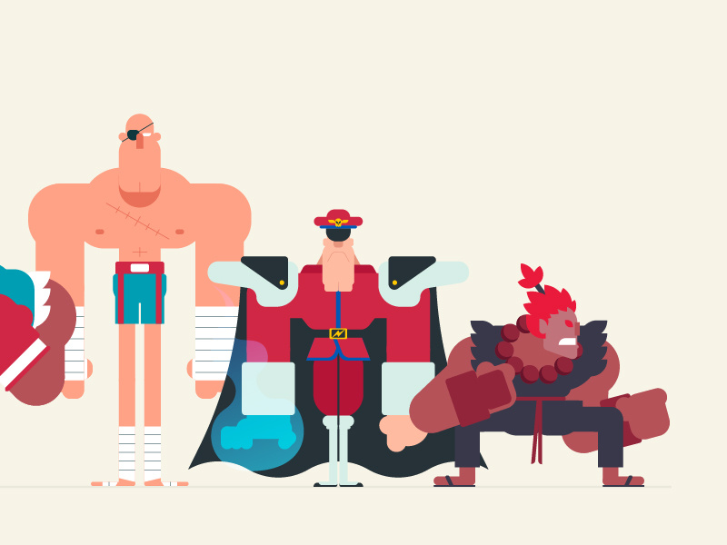 Street Fighter Lineup 3 of 3 vector character design illustration capcom street fighter video game animation gif loop animated gif