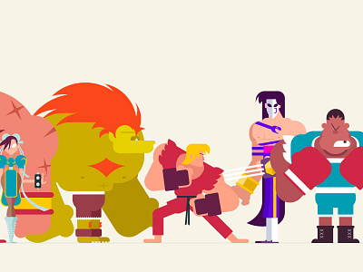 Street Fighter Lineup 2 of 3 animated gif animation capcom character design gif illustration loop street fighter vector video game