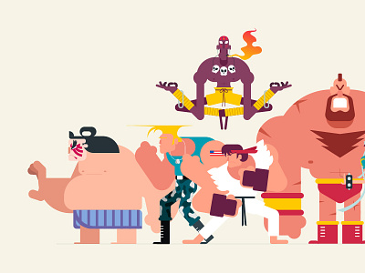 Street Fighter Lineup 1 of 3 animated gif animation capcom character design gif illustration loop street fighter vector video game