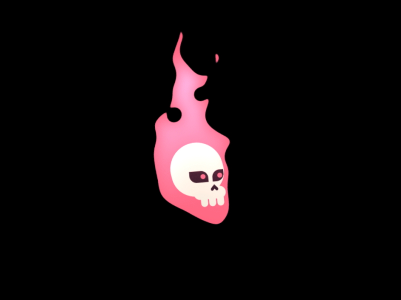 Flaming Skull Guy Head Rig Test after effects animation character design fire flame gif illustration loop motion graphics skull vector