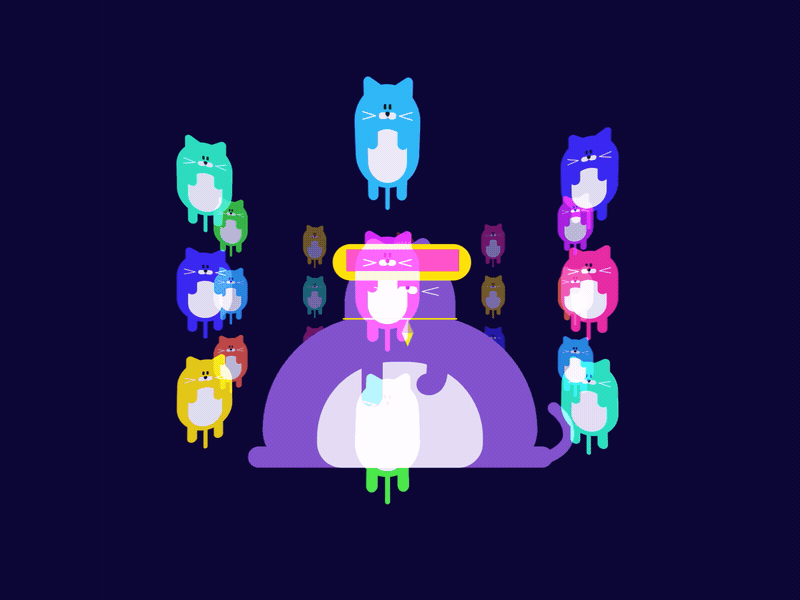The Collector after effects animation blockchain cat character ethereum gif illustration kitten loop motion graphics vector