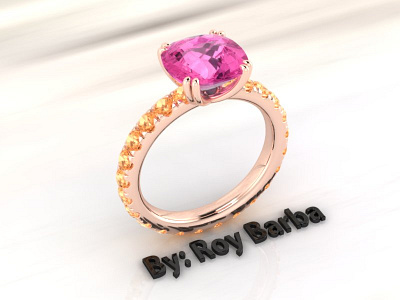 Claw set pink sapphire ring 3d modeling 3d rendering jewelry design rhino 3d rhinoceros v ray