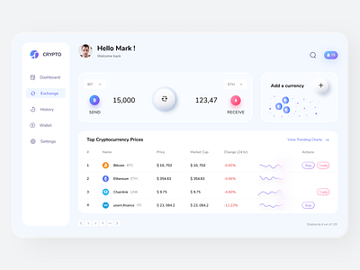 Crypto - Cryptocurrency Dashboard 2d 3d app bitcoin crypto crypto exchange crypto wallet cryptocurrency minimal modern typography ui