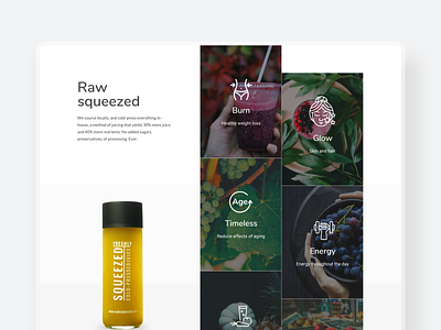 Rawsqueezed - Organic Juice 2d clean flat fruits juice juice bar minimal modern nutrition organic organic food product page product website raw sales page vegetables