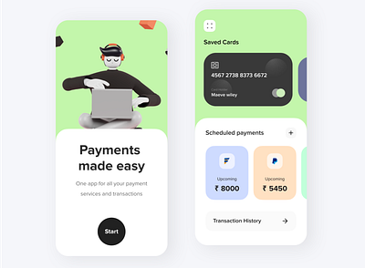 Ready Money - Finance App 2d 3d cash clean finance finance app finance business green illustration minimal modern money money app payment payment app transfer