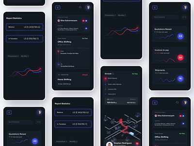 Logistics - Dashboard App 2021 trend 2d 3d containers dark mode dark ui dashboard dashboard app dashboard design dashboard ui driver app inventory inventory management logistic logistics minimal shipping truck