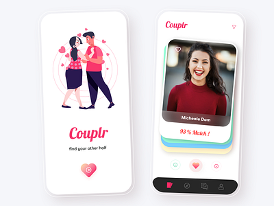 Couplr- Dating App 2d 3d appdesign boyfriend clean companion dating dating app datingapp friend girlfriend illustration minimal partner typography